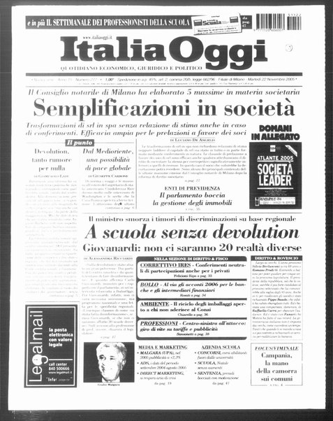 Italia oggi : quotidiano di economia finanza e politica